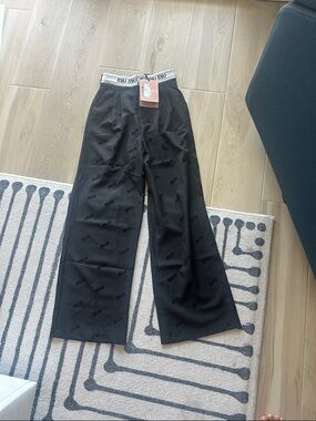 Miu Miu Black Logo Wide-Leg Trousers